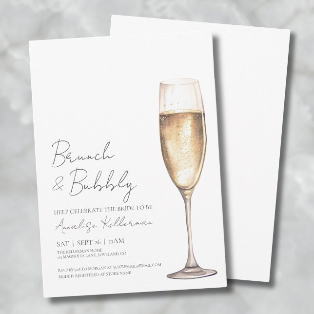 Simple Elegant Champagne Bridal Shower Invitation (Brunch And Bubbly Champagne Bridal Shower Invitation)