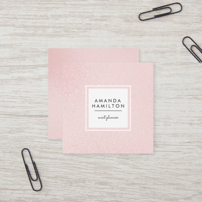 Simple Elegant Champagne Glitter Beauty Stylist Square Business Card (Front/Back In Situ)