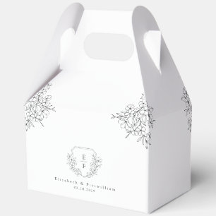 Simple Elegant Cherry Blossom Monogram Crest Favour Box