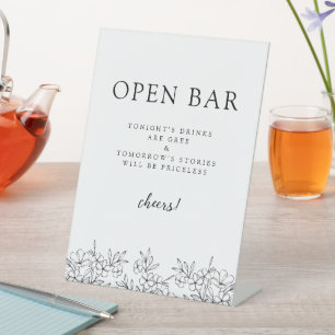 Simple Elegant Cherry Blossom Open Bar Pedestal Sign