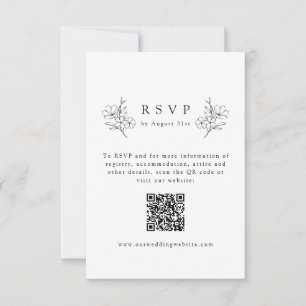 Simple Elegant Cherry Blossom QR Code Wedding RSVP Card