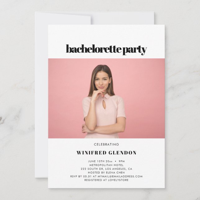 Simple elegant chic Bachelorette party invitation (Front)