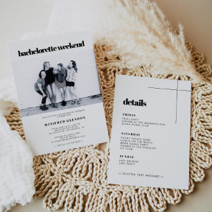 Simple elegant chic bachelorette weekend photo invitation