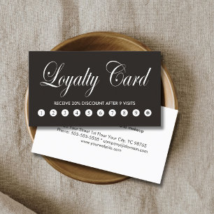 Simple Elegant Chic Black White Loyalty Card