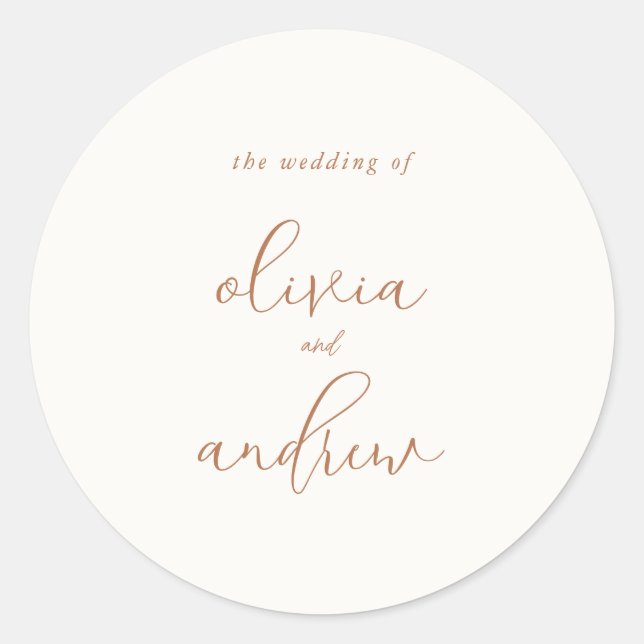 Simple Elegant Chic Bohemian Wedding Classic Round Sticker (Front)
