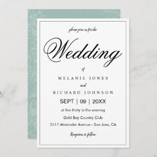 Simple Elegant Chic Calligraphy Monogram Wedding Invitation