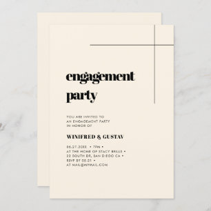 Simple elegant & chic Cream engagement party Invitation