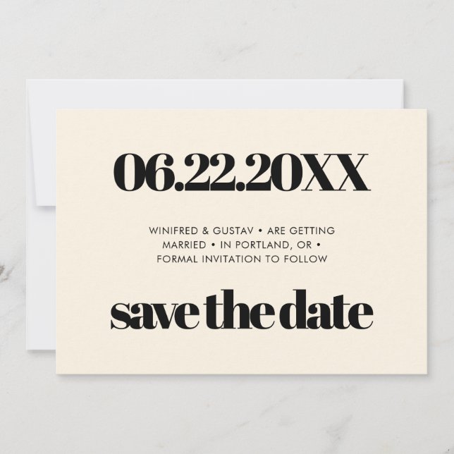 Simple elegant & chic Cream Save the date (Front)