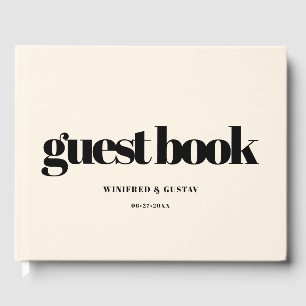 Simple elegant & chic Cream wedding Guest Book