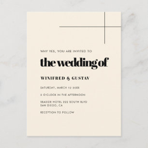 Simple elegant & chic Cream wedding invitation Postcard