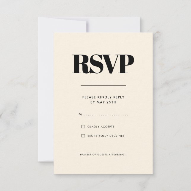 Simple elegant & chic Cream wedding RSVP Card (Front)
