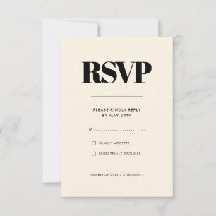 Simple elegant & chic Cream wedding RSVP Card