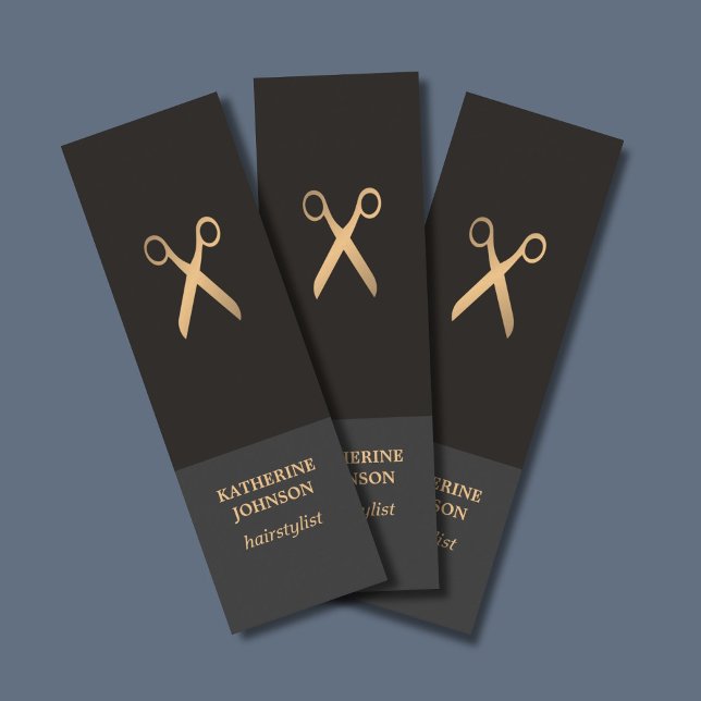Simple Elegant Chic Dark Faux Gold Hair Stylist Mini Business Card (Creator Uploaded)