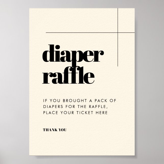 Simple elegant & chic Diaper Raffle sign (Front)