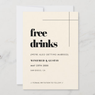 Simple elegant & chic Free drinks Save The Date