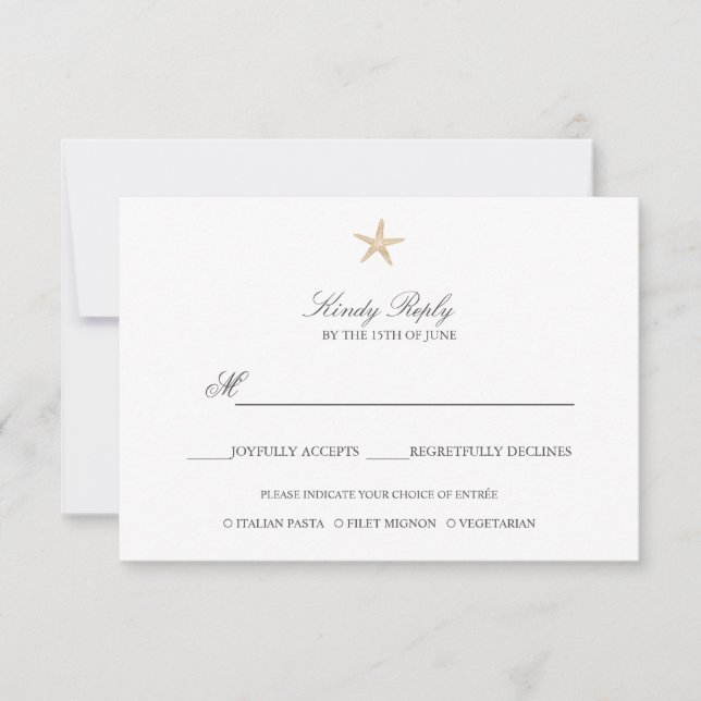 Simple Elegant Chic Gold Foil Starfish menu option (Front)