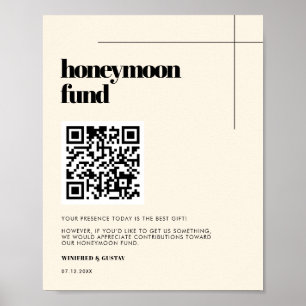 Simple elegant & chic Honeymoon fund QR code Poster