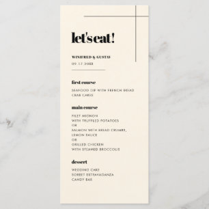 Simple elegant & chic Let's eat wedding Menu