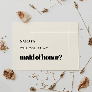 Simple elegant & chic Maid of honour proposal card
