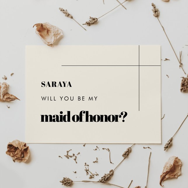 Simple elegant & chic Maid of honour proposal card (Creator Uploaded)