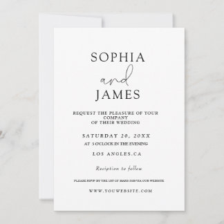 Simple elegant chic Minimalist Wedding invitation