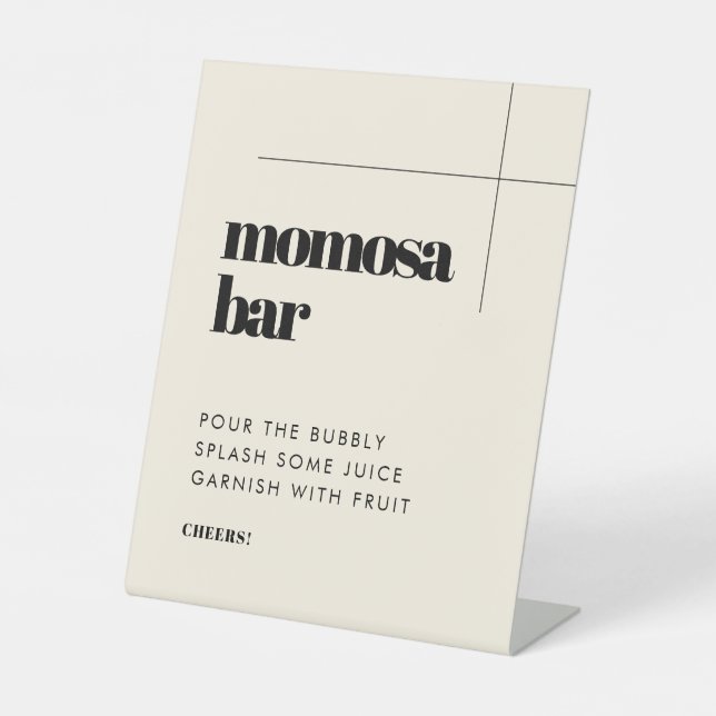 Simple elegant & chic Momosa bar Pedestal Sign (Front)
