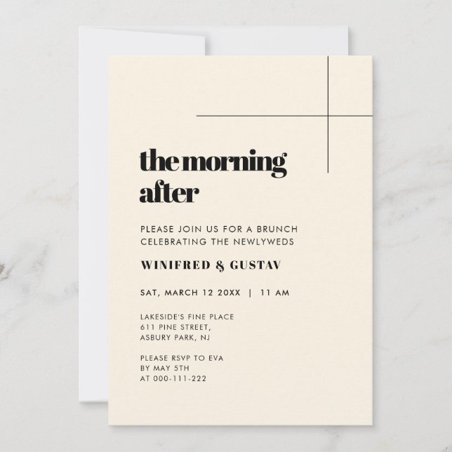 Simple elegant & chic Morning After Brunch Invitation (Front)