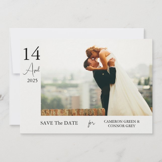 Simple Elegant Chic Photo Wedding Save the Date  (Front)
