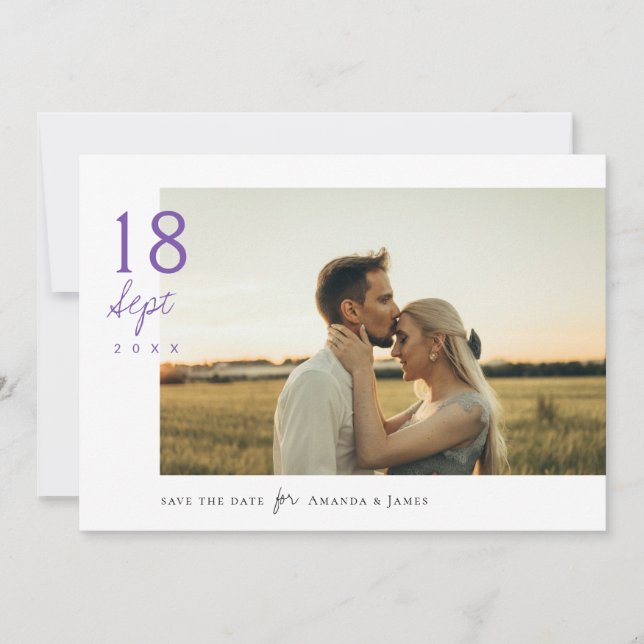 Simple Elegant Chic Photo Wedding Save the Date Invitation (Front)