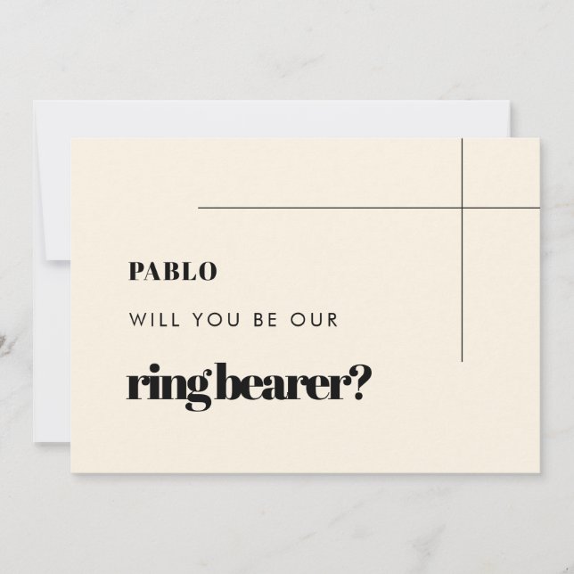 Simple elegant & chic Ring Bearer Proposal card (Front)