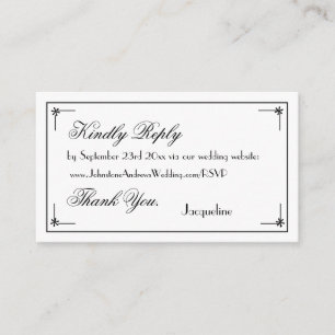 Simple Elegant Chic Script Name White Wedding RSVP Enclosure Card