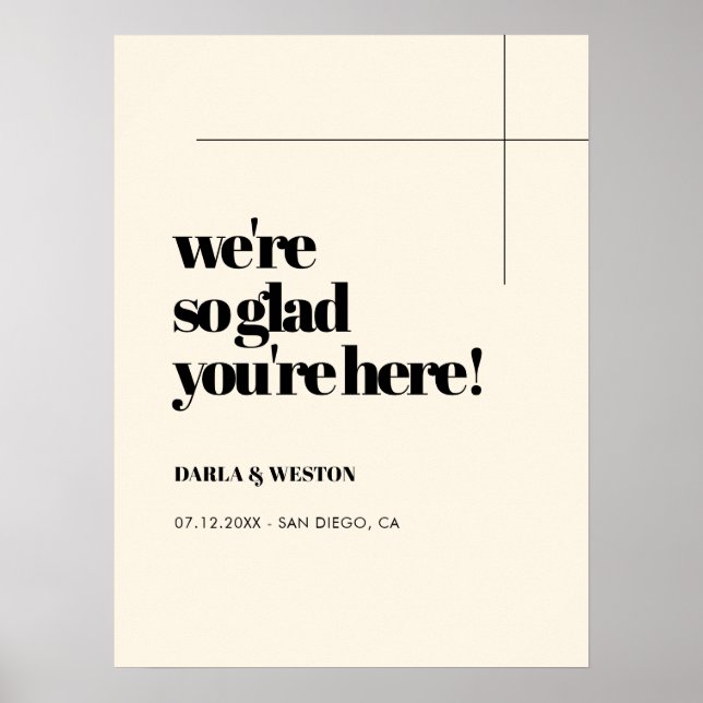 Simple, elegant & chic So glad you're here welcome Poster (Front)