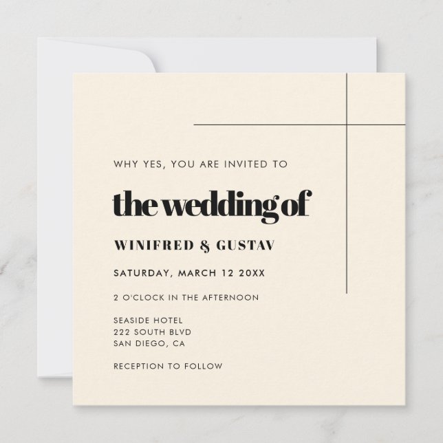 Simple elegant & chic Square Wedding Invitation (Front)