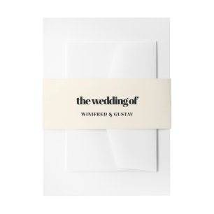 Simple elegant & chic wedding Cream Invitation Belly Band