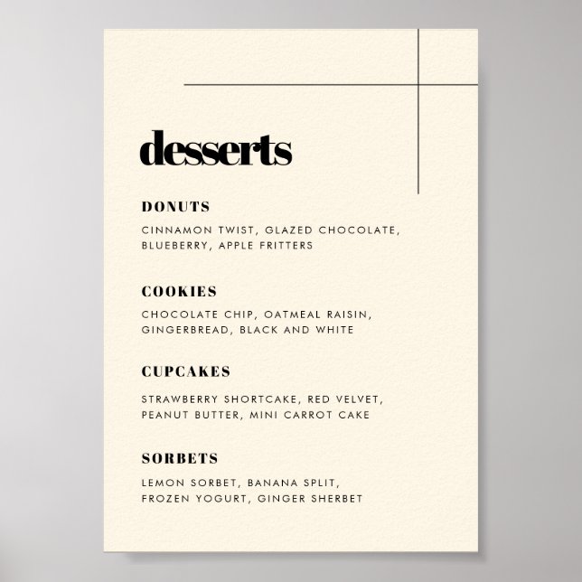 Simple elegant & chic wedding Dessert Bar sign (Front)