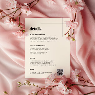 Simple elegant & chic Wedding details QR code Enclosure Card