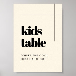 Simple elegant & chic wedding Kids table sign