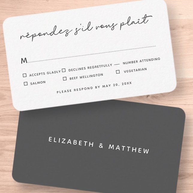 Simple Elegant Chic Wedding Meal Option RSVP Card (Creator Uploaded)