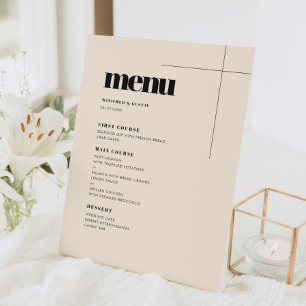 Simple elegant & chic wedding menu pedestal sign