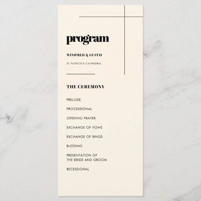 Simple elegant & chic wedding program (Front)