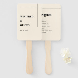 Simple elegant & chic wedding program hand fan