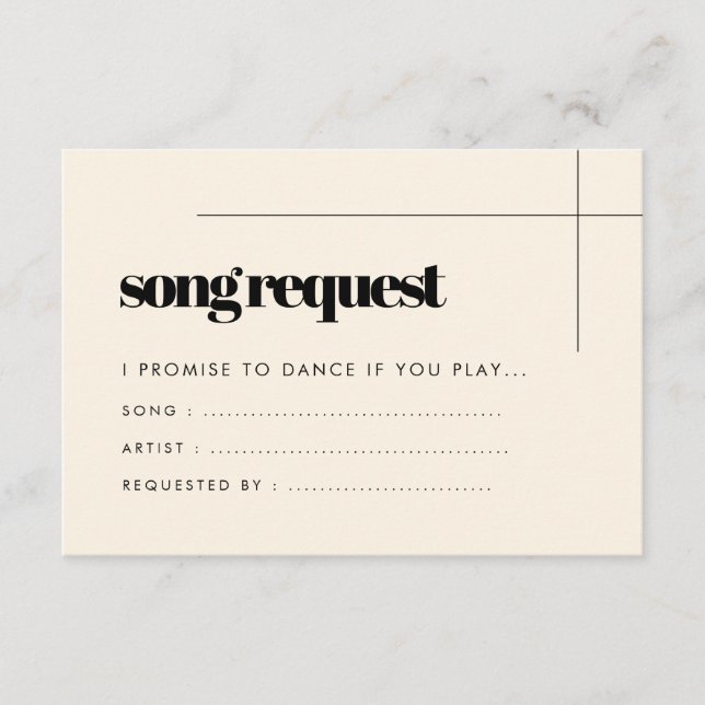 Simple elegant & chic wedding Song request Enclosure Card (Front)