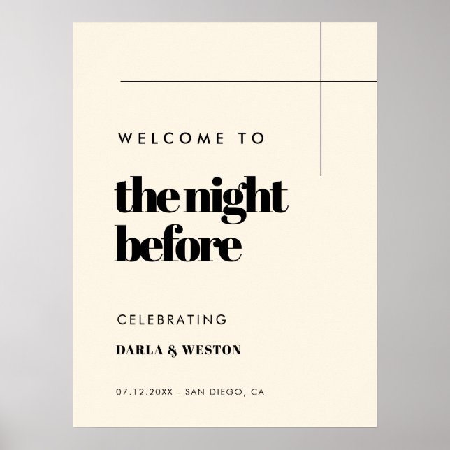 Simple, elegant & chic Welcome to the night before Poster (Front)