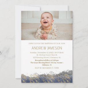 Simple Elegant Christian Round Photo   Baptism Invitation