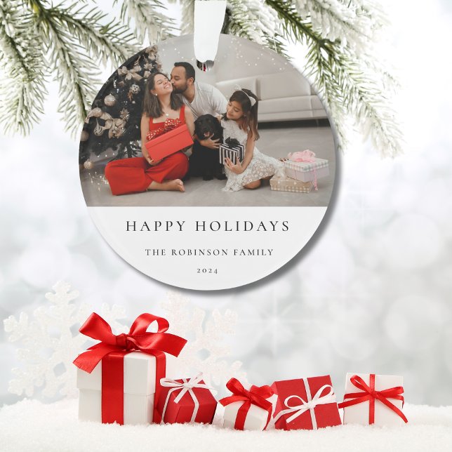 Simple Elegant Christmas Family Photo Ornament (Creator Uploaded)
