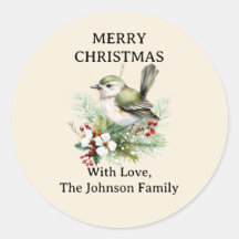 Simple Elegant Christmas Floral Bird