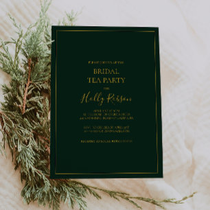 Simple Elegant Christmas   Green Bridal Tea Party Invitation