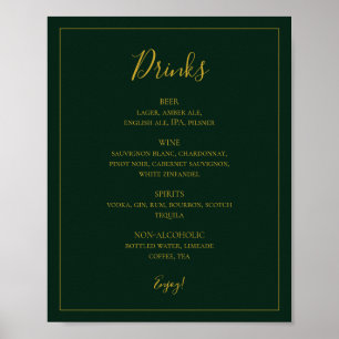 Simple Elegant Christmas Green Drinks Menu Sign