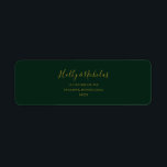 Simple Elegant Christmas | Green Return Address Label<br><div class="desc">This simple elegant Christmas | green return address label is perfect for your minimalist modern winter wedding. The classic gold luxury calligraphy, along with the traditional green background, all bordered with a minimal frame, is sure to complete the colourful holiday vibe you're looking for. You can personalise with your own...</div>