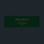 Simple Elegant Christmas | Green Return Address Label<br><div class="desc">This simple elegant Christmas | green return address label is perfect for your minimalist modern winter wedding. The classic gold luxury calligraphy, along with the traditional green background, all bordered with a minimal frame, is sure to complete the colourful holiday vibe you're looking for. You can personalise with your own...</div>